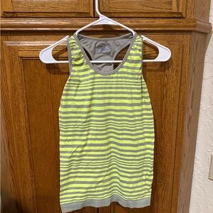 Athleta Yellow and Gray Striped Tank